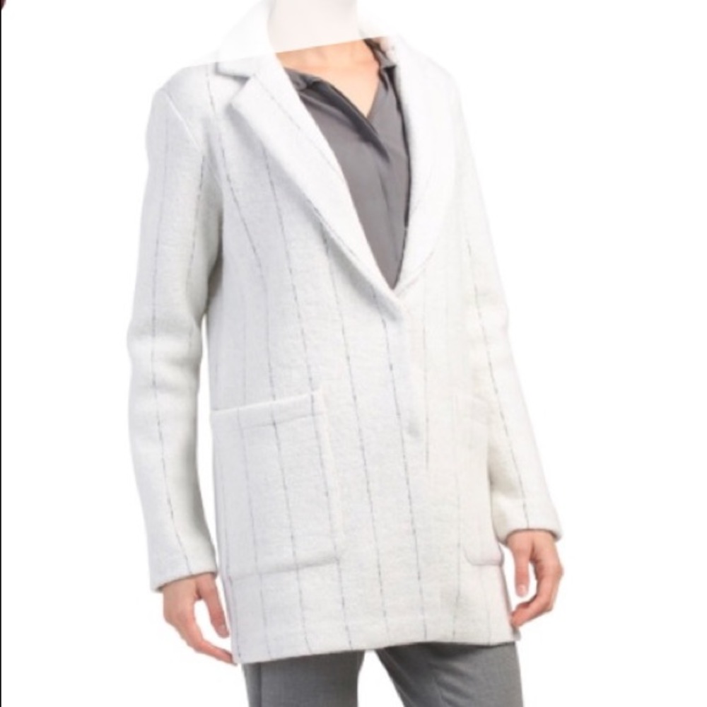 Rachel Zoe Oversized Pinstripe Wool Blend Coat